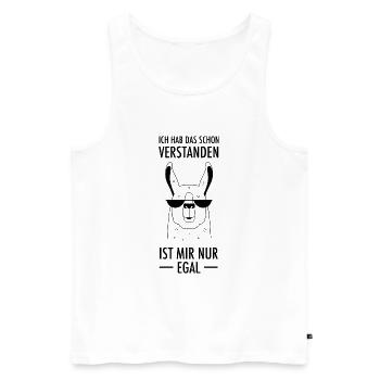 Verstanden, Ist Mir Nur Egal - Lama Alpaka Spruch - Männer Premium Bio Tank Top - Weiß - Vorne - Michal (187cm)