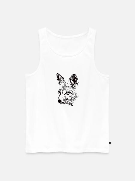 Fox Portrait Drawing - Men's Premium Organic Tank Top - white