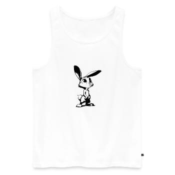 Lapin mignon avec de grands yeux et de grandes oreilles - Débardeur bio Premium Homme - blanc - Devant - Michal (187cm)