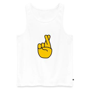 Emoji Finger Crossed Sketch Color - Men's Premium Organic Tank Top - white - Front - Michal (187cm)
