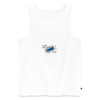 Pow Lass die Musik an - blau auf hell - Männer Premium Bio Tank Top - Weiß - Vorne - Michal (187cm)