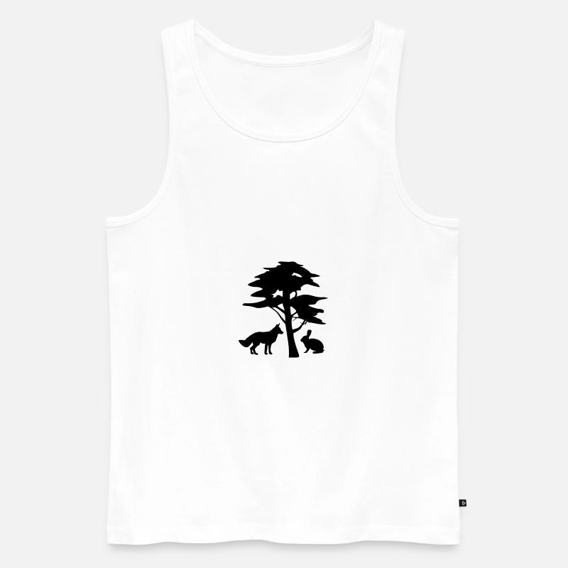 Fuchs, Hase unter Baum - Männer Premium Bio Tank Top - Weiß