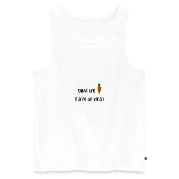 Sauve une carotte mange un vegan - Débardeur bio Premium Homme - blanc - Devant - AI Model Male 178 light (178cm)