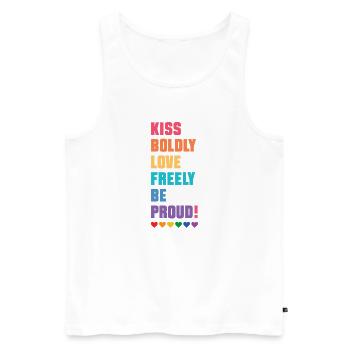 LGBTQ Pride Month - Mutig küssen, frei lieben - Männer Premium Bio Tank Top - Weiß - Vorne - Michal (187cm)