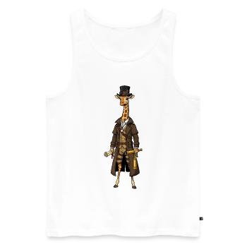 Girafe Exploratrice Steampunk Haut-de-Forme Chic - Débardeur bio Premium Homme - blanc - Devant - AI Model Male 178 light (178cm)