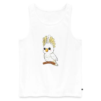 Niedlicher gelb weißer Kakadu auf Ast - Männer Premium Bio Tank Top - Weiß - Vorne - Michal (187cm)