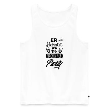 er heiratet wir machen party design - Männer Premium Bio Tank Top - Weiß - Vorne - Michal (187cm)