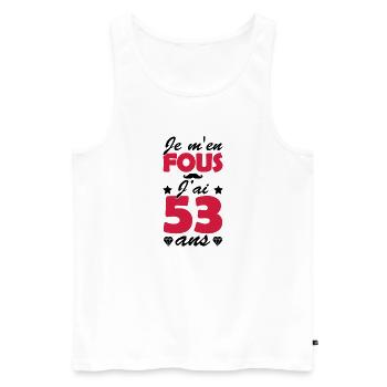 j'ai 53 ans / cadeau anniversaire 53 ans - Débardeur bio Premium Homme - blanc - Devant - AI Model Male 178 light (178cm)