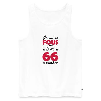 je m en fous j ai 66 ans - Débardeur bio Premium Homme - blanc - Devant - Michal (187cm)