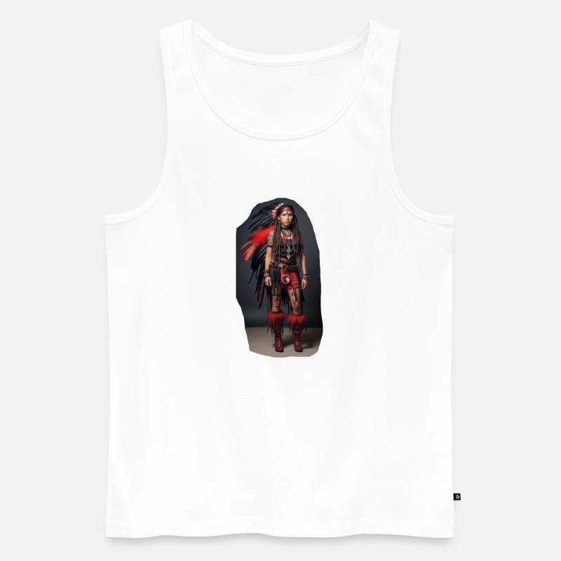 Indianer Mädchen - Männer Premium Bio Tank Top - Weiß
