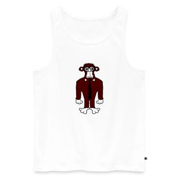 Schlauer Nerd Gorilla Hornbrille Geek Krawatte Fun - Männer Premium Bio Tank Top - Weiß - Vorne - AI Model Male 178 light (178cm)