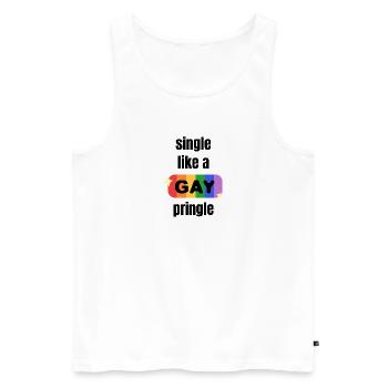 Single like a gay Pringle - Männer Premium Bio Tank Top - Weiß - Vorne - Michal (187cm)