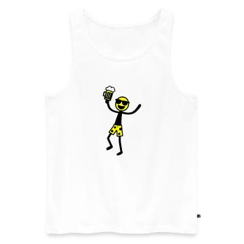 Stick Figure Bière Fête Vacances - Débardeur bio Premium Homme - blanc - Devant - Michal (187cm)