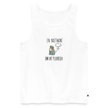 en bretagne on vit pluvieux - Débardeur bio Premium Homme - blanc - Devant - Michal (187cm)