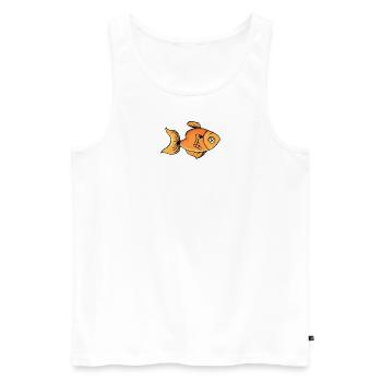 Poisson rouge nageant au sommet - Débardeur bio Premium Homme - blanc - Devant - Michal (187cm)