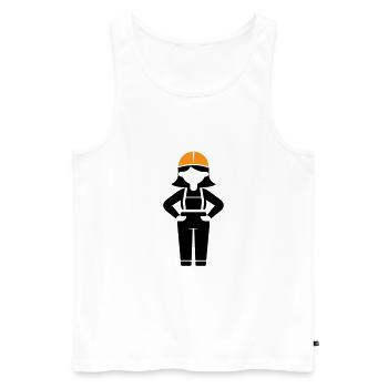 Ouvrière du bâtiment Femme - Débardeur bio Premium Homme - blanc - Devant - Michal (187cm)