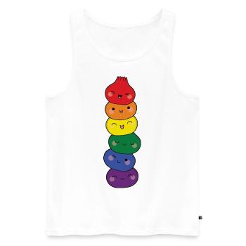 Dumpling Turm Regenbogen LGTBQ Pride Dim Sum - Männer Premium Bio Tank Top - Weiß - Vorne - AI Model Male 178 light (178cm)
