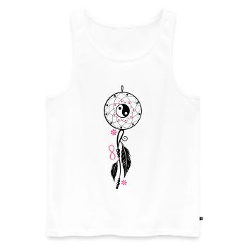 Dreamcatcher with feather, flutes, infinity symbol - Men's Premium Organic Tank Top - white - Front - Michal (187cm)