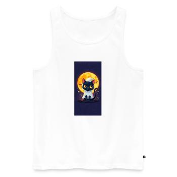 Mondschein-Katze im Geisterumhang - Männer Premium Bio Tank Top - Weiß - Vorne - AI Model Male 178 light (178cm)