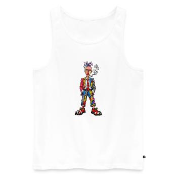 Patchwork Punk Clownportrait - Männer Premium Bio Tank Top - Weiß - Vorne - Michal (187cm)