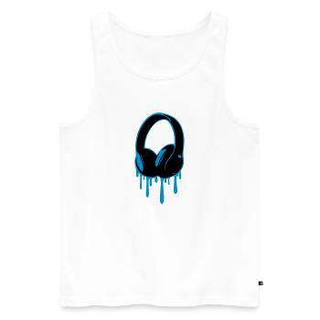 Kopfhörer liquid blau flüssig Musik Headphones - Männer Premium Bio Tank Top - Weiß - Vorne - Michal (187cm)