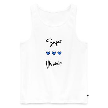 SUPER MAMIE. MAMIE. FÊTE DES MÈRES. BONNE FÊTE - Débardeur bio Premium Homme - blanc - Devant - AI Model Male 178 light (178cm)