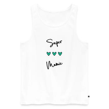 SUPER MAMIE. MAMIE. FÊTE DES MÈRES. BONNE FÊTE - Débardeur bio Premium Homme - blanc - Devant - AI Model Male 178 light (178cm)