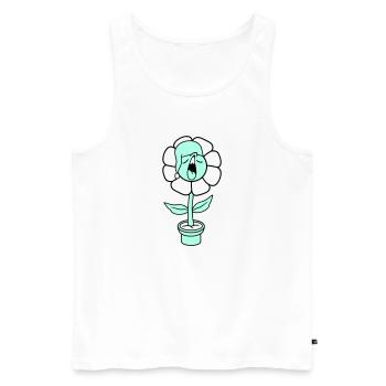 Bâiller fatigué somnolent tête fleur visage pot de fleur - Débardeur bio Premium Homme - blanc - Devant - Michal (187cm)