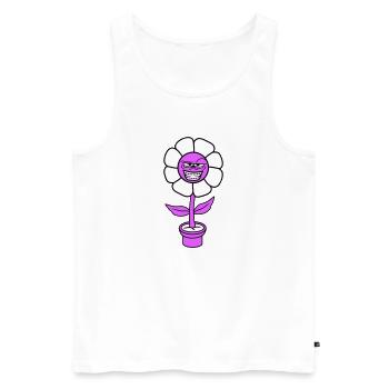 Blume Guckt Böse Gemein Cool Grinsen Frech Gesicht - Männer Premium Bio Tank Top - Weiß - Vorne - Michal (187cm)