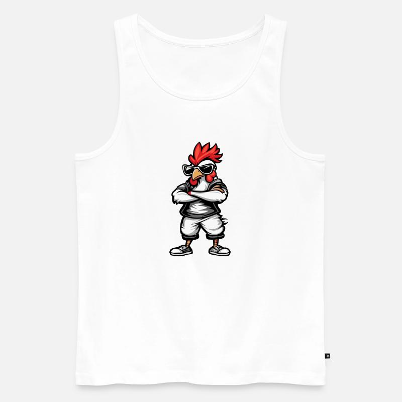 Hahn Comic Cool - Männer Premium Bio Tank Top - Weiß