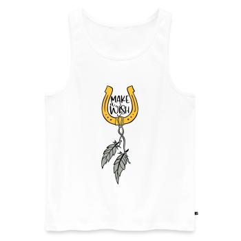 SOUHAIT SABOTS CHEVAL RÊVES CHEVAUX MOTIF DE SOUHAIT - Débardeur bio Premium Homme - blanc - Devant - Michal (187cm)