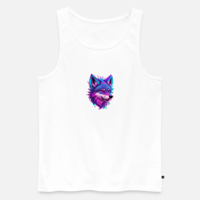 cute wolf head 3 - Männer Premium Bio Tank Top - Weiß