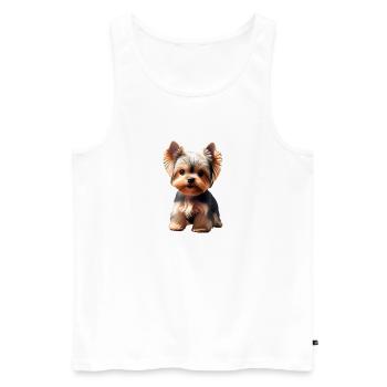 Chien - Yorkshire Terrier - Débardeur bio Premium Homme - blanc - Devant - Michal (187cm)