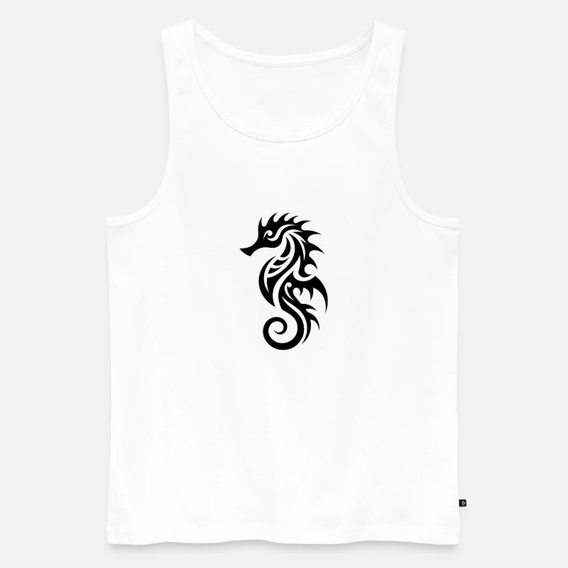 Tattoo Seepferdchen Verkleidung - Männer Premium Bio Tank Top - Weiß