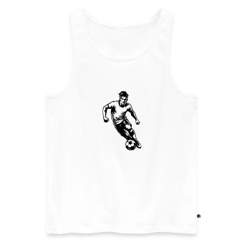 Soccer player with ball towards goal attack - Men's Premium Organic Tank Top - white - Front - AI Model Male 178 light (178cm)