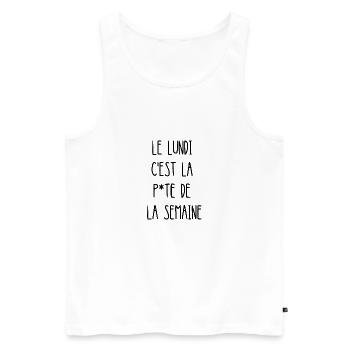 le lundi c'est la p*te de la semaine - Débardeur bio Premium Homme - blanc - Devant - AI Model Male 178 light (178cm)