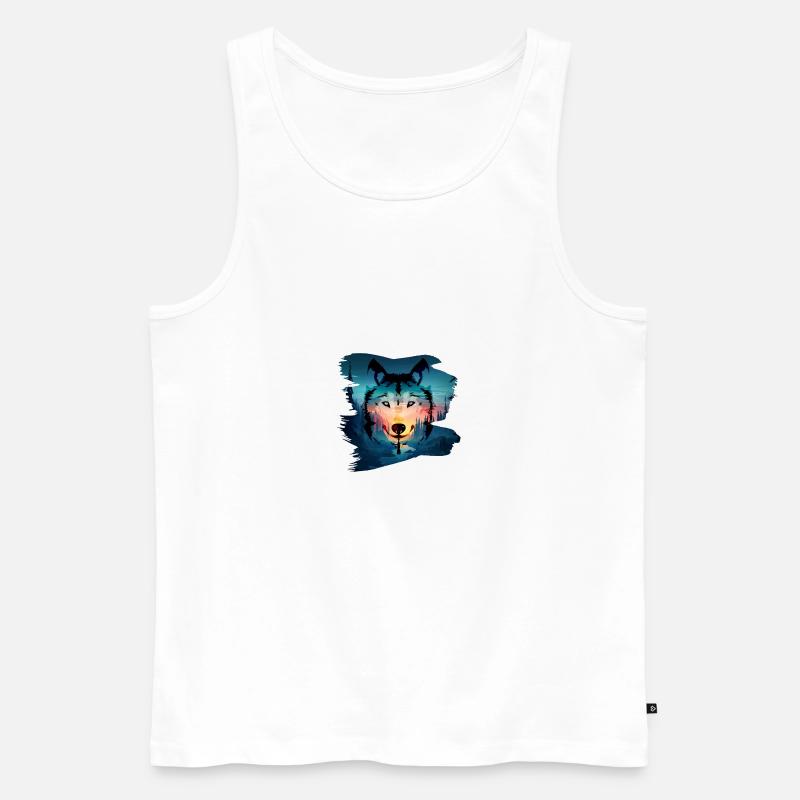Wolf - Männer Premium Bio Tank Top - Weiß