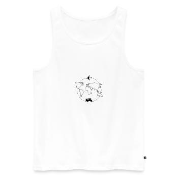 Carte Avion Voyage - Débardeur bio Premium Homme - blanc - Devant - AI Model Male 178 light (178cm)