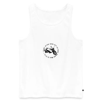 Sidecar Einmal um die Welt schwarz / transparent - Männer Premium Bio Tank Top - Weiß - Vorne - Michal (187cm)