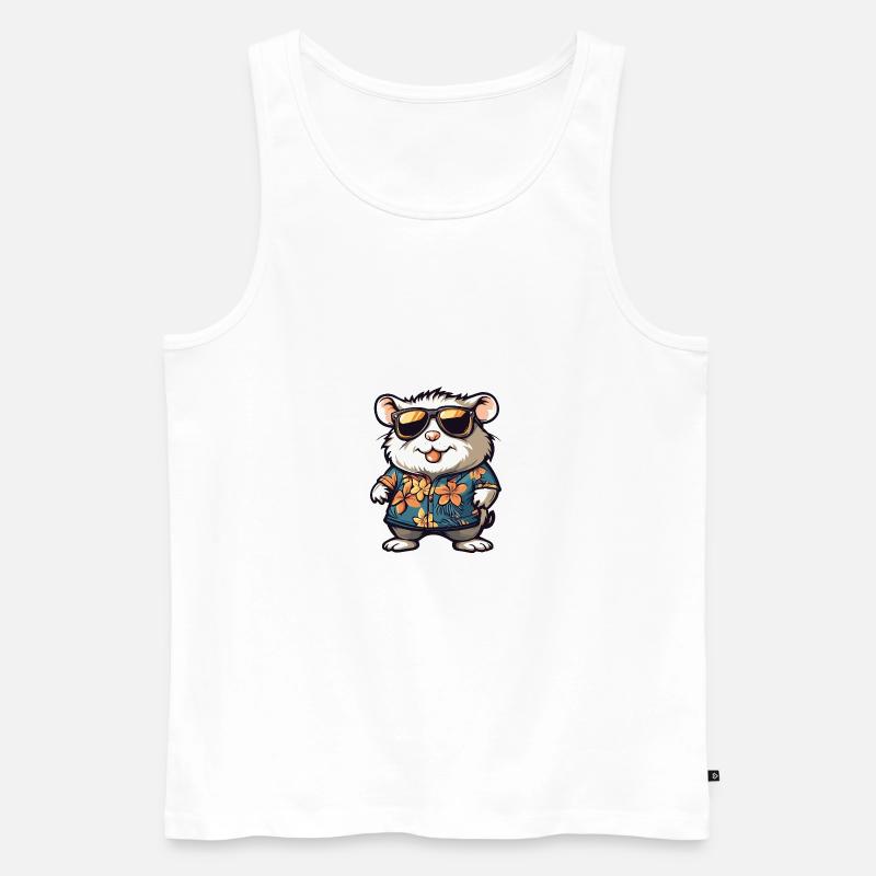 Hamster Comic Urlaub - Männer Premium Bio Tank Top - Weiß