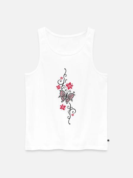 Floral tendril butterfly summer flowers flowers - Men's Premium Organic Tank Top - white