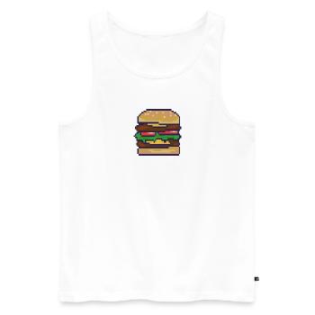 Pixelburger Pixelkunst - Männer Premium Bio Tank Top - Weiß - Vorne - Michal (187cm)