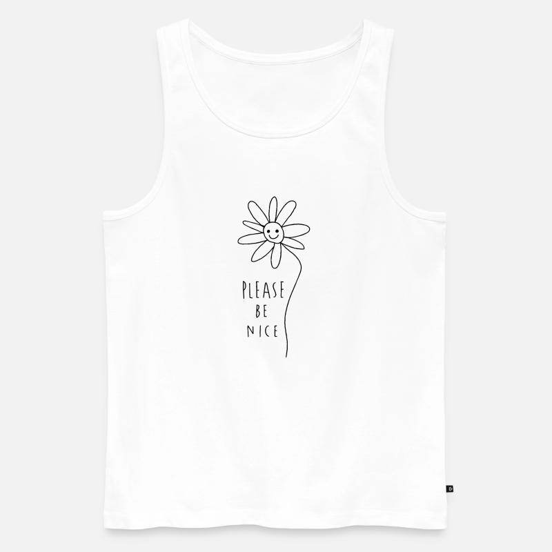 Please be nice – Friendly Minimal Statement - Men's Premium Organic Tank Top - white