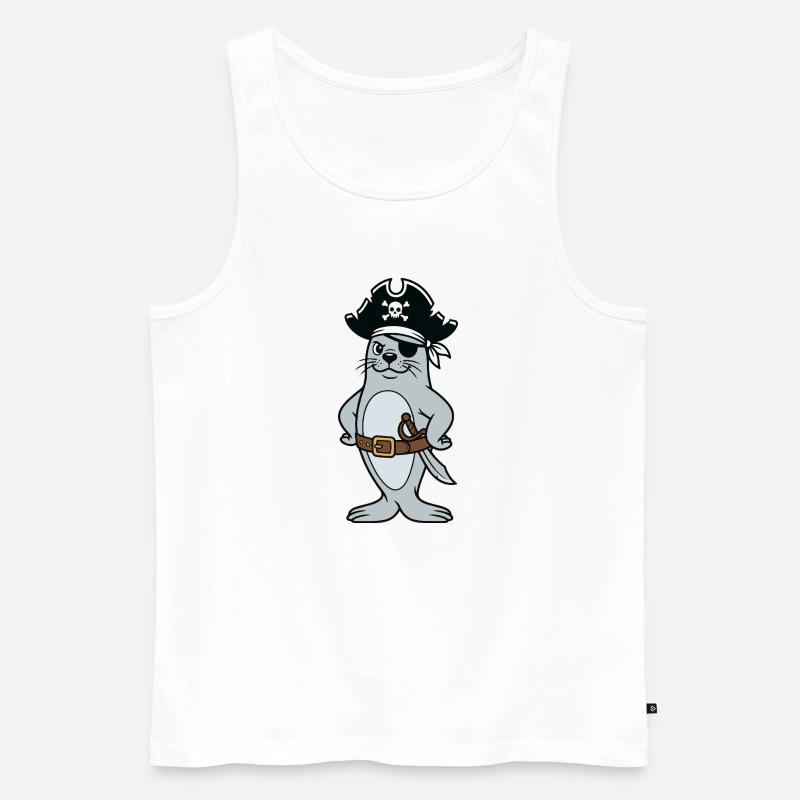 Robbenpirat - Männer Premium Bio Tank Top - Weiß