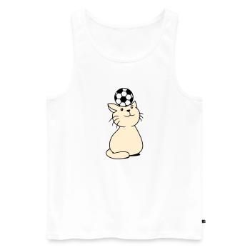 Ball Playing Cat Balancing Football Head Fun - Men's Premium Organic Tank Top - white - Front - Michal (187cm)