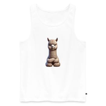 Alpaka grimmig 1 - Männer Premium Bio Tank Top - Weiß - Vorne - AI Model Male 178 light (178cm)