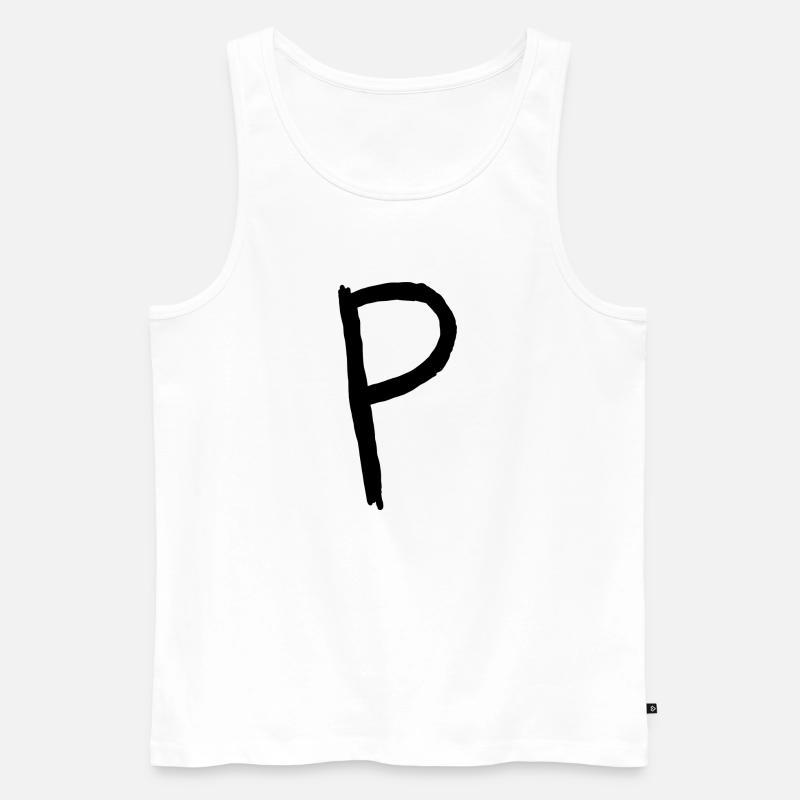 Buchstaben P - Männer Premium Bio Tank Top - Weiß
