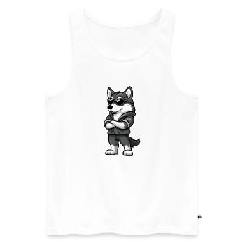 Husky Chien Cool - Débardeur bio Premium Homme - blanc - Devant - Michal (187cm)