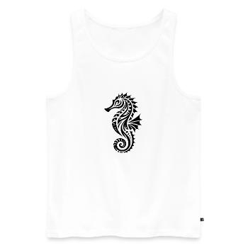 Tribal Wasser Seepferdchen Tattoo Schwimmtraining - Männer Premium Bio Tank Top - Weiß - Vorne - Michal (187cm)