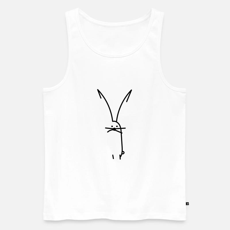 Hase Minimalismus Strichmännchen - Männer Premium Bio Tank Top - Weiß